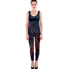 Abstract Colorful Circuit One Piece Catsuit by Bakwanart