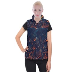 Abstract Colorful Circuit Women s Button Up Vest by Bakwanart