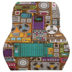 Pattern Design Art Techno Dj Music Retro Music Device Car Seat Back Cushion  by Bakwanart