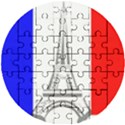 Eiffel-tower-france-flag-tower- Wooden Puzzle Round View1