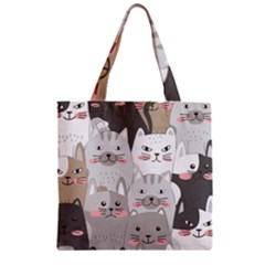 Cute Cats Seamless Pattern Zipper Grocery Tote Bag by Wav3s