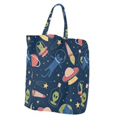 Seamless-pattern-with-funny-aliens-cat-galaxy Giant Grocery Tote by Wav3s