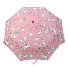 Cute-unicorn-seamless-pattern Folding Umbrellas by Vaneshart