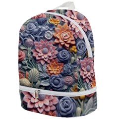 3d Flower Bloom Embossed Pattern Zip Bottom Backpack by Vaneshop