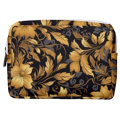 Flower Gold Floral Make Up Pouch (medium) by Vaneshop