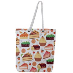 Seamless Pattern Hand Drawing Cartoon Dessert And Cake Full Print Rope Handle Tote (large) by Wav3s