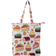 Seamless Pattern Hand Drawing Cartoon Dessert And Cake Double Zip Up Tote Bag by Wav3s