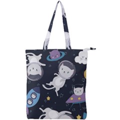 Space Cat Illustration Pattern Astronaut Double Zip Up Tote Bag by Wav3s