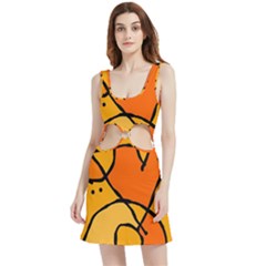 Mazipoodles In The Frame - Orange Velour Cutout Dress by Mazipoodles