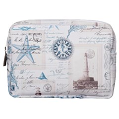 Nautical Lighthouse Vintage Postcard French Writing Make Up Pouch (medium) by Vaneshop