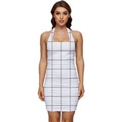 Mesh Sleeveless Wide Square Neckline Ruched Bodycon Dress by zhou