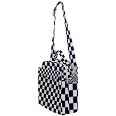 Black White Checker Pattern Checkerboard Crossbody Day Bag by Cowasu