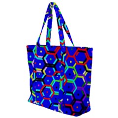 Blue Bee Hive Pattern Zip Up Canvas Bag by Amaryn4rt
