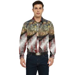 Independence Day Background Abstract Grunge American Flag Men s Long Sleeve  Shirt by Ravend