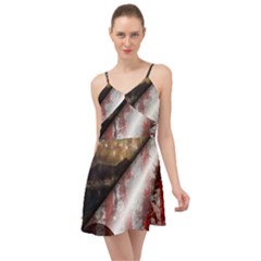 Independence Day Background Abstract Grunge American Flag Summer Time Chiffon Dress by Ravend