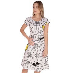 Set-cute-colorful-doodle-hand-drawing Classic Short Sleeve Dress by uniart180623