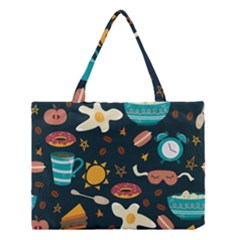 Seamless-pattern-with-breakfast-symbols-morning-coffee Medium Tote Bag by uniart180623