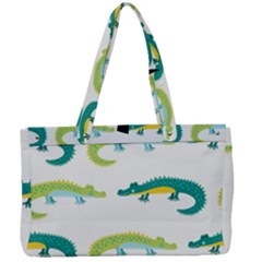 Cute-cartoon-alligator-kids-seamless-pattern-with-green-nahd-drawn-crocodiles Canvas Work Bag by uniart180623