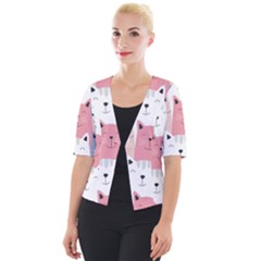 Cute Seamless Pattern With Cats Cropped Button Cardigan by uniart180623
