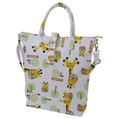 Vector-pattern-with-cute-giraffe-cartoon Buckle Top Tote Bag by uniart180623