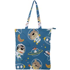 Seamless-pattern-funny-astronaut-outer-space-transportation Double Zip Up Tote Bag by uniart180623