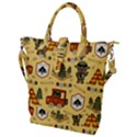 Seamless-pattern-funny-ranger-cartoon Buckle Top Tote Bag View1