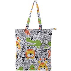Seamless-pattern-with-wildlife-cartoon Double Zip Up Tote Bag by uniart180623