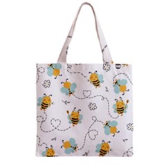 Bee Art Pattern Design Wallpaper Background Print Zipper Grocery Tote Bag by uniart180623