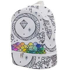 Rainbow Fun Cute Minimal Doodle Drawing Zip Bottom Backpack by uniart180623