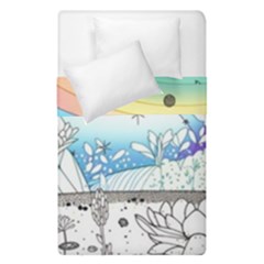 Rainbow Fun Cute Minimal Doodle Drawing Arts Duvet Cover Double Side (single Size) by uniart180623