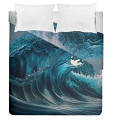 Tsunami Waves Ocean Sea Water Rough Seas Duvet Cover Double Side (queen Size) by uniart180623