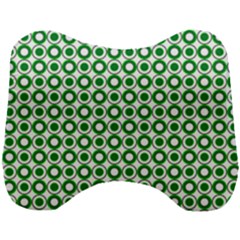 Mazipoodles Green White Donuts Polka Dot  Head Support Cushion by Mazipoodles