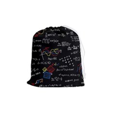 Black Background With Text Overlay Mathematics Formula Board Drawstring Pouch (medium) by uniart180623
