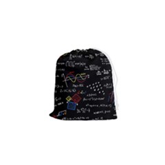 Black Background With Text Overlay Mathematics Formula Board Drawstring Pouch (xs) by uniart180623