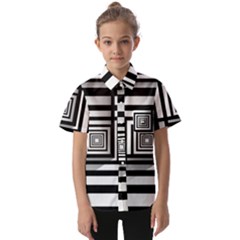 Squares Concept Design Raining Kids  Short Sleeve Shirt by uniart180623
