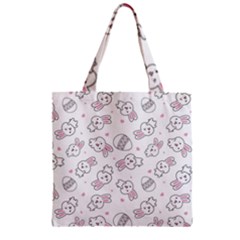 Cute Pattern With Easter Bunny Egg Zipper Grocery Tote Bag by Simbadda