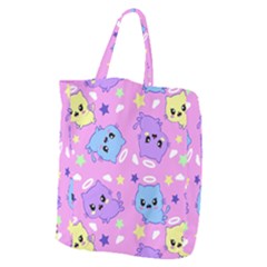 Seamless Pattern With Cute Kawaii Kittens Giant Grocery Tote by Simbadda