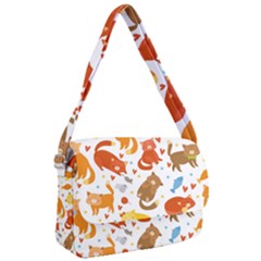 Seamless Pattern With Kittens White Background Courier Bag by Simbadda