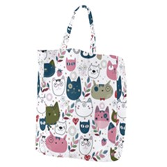 Pattern With Cute Cat Heads Giant Grocery Tote by Simbadda