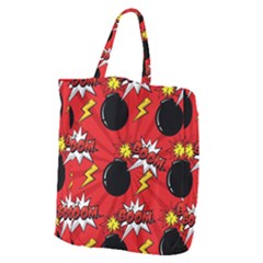 Pop Art Comic Pattern Bomb Boom Explosion Background Giant Grocery Tote by Simbadda