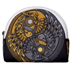 Yin-yang-owl-doodle-ornament-illustration Horseshoe Style Canvas Pouch by Simbadda