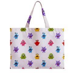Seamless-pattern-cute-funny-monster-cartoon-isolated-white-background Zipper Mini Tote Bag by Simbadda