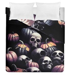 Halloween Party Skulls, Demonic Pumpkins Pattern Duvet Cover Double Side (queen Size) by Casemiro