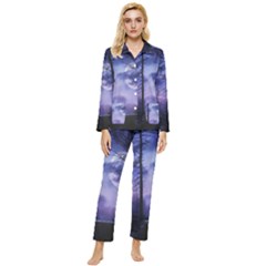 Moonlit A Forest At Night With A Full Moon Womens  Long Sleeve Velvet Pocket Pajamas Set by Proyonanggan