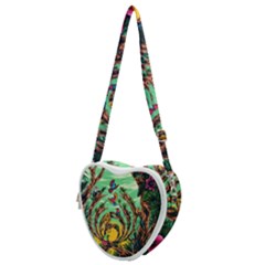 Monkey Tiger Bird Parrot Forest Jungle Style Heart Shoulder Bag by Grandong