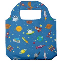 Space Rocket Solar System Pattern Foldable Grocery Recycle Bag by Bangk1t