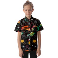 Seamless Pattern Space Kids  Short Sleeve Shirt by Amaryn4rt