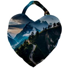 Nature Mountain Valley Giant Heart Shaped Tote by Ravend