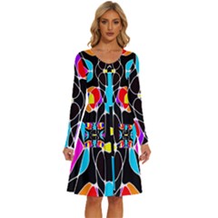 Mazipoodles Neuro Art - Rainbow 1a Long Sleeve Dress With Pocket by Mazipoodles