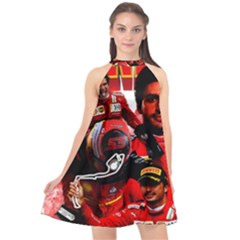 Carlos Sainz Halter Neckline Chiffon Dress  by Boster123